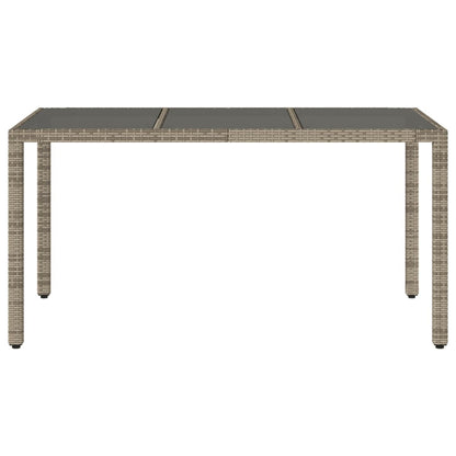 Havebord med glasplade Grå 150x90x75 cm Polyrattan