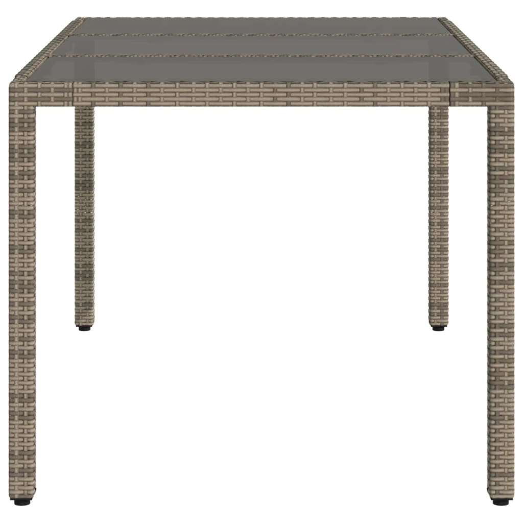 Havebord med glasplade Grå 150x90x75 cm Polyrattan