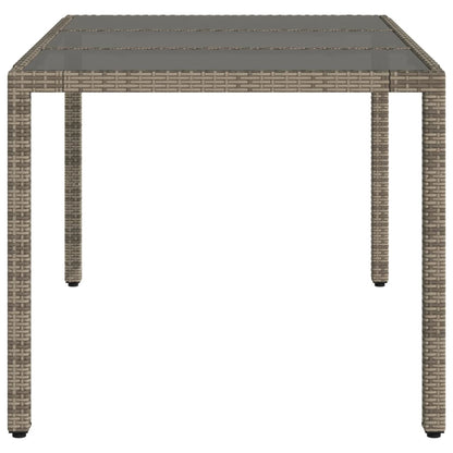 Havebord med glasplade Grå 150x90x75 cm Polyrattan