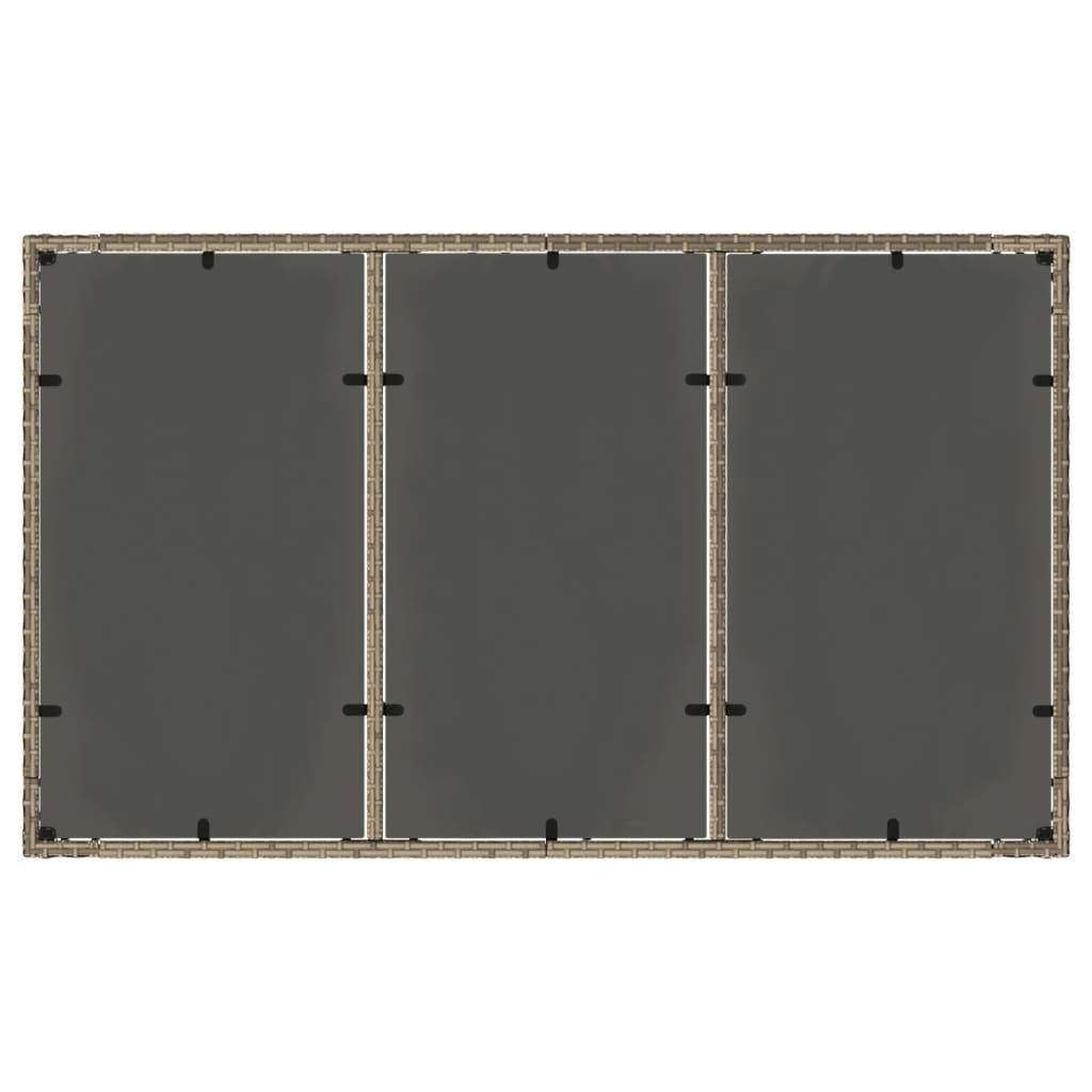 Havebord med glasplade Grå 150x90x75 cm Polyrattan