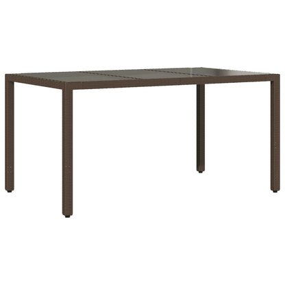 Havebord med glasplade Brun 150x90x75 cm Polyrattan