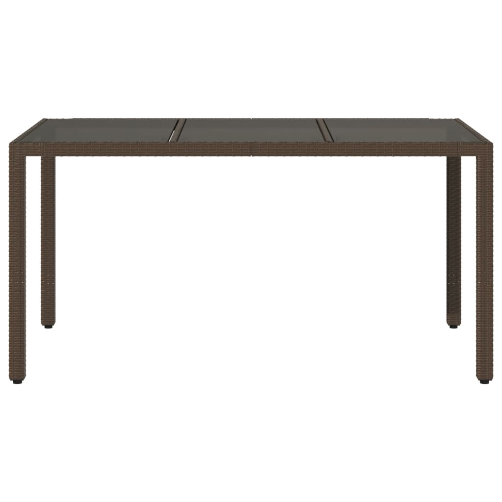 Havebord med glasplade Brun 150x90x75 cm Polyrattan