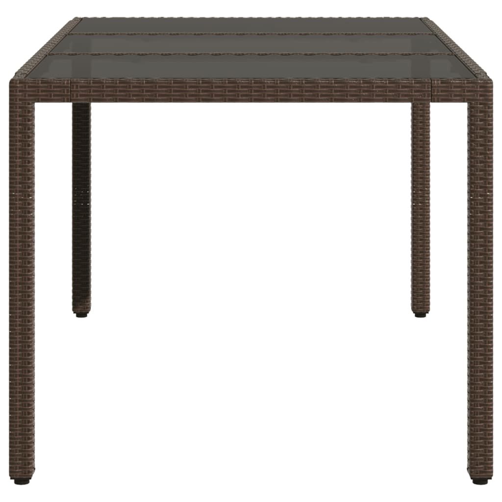 Havebord med glasplade Brun 150x90x75 cm Polyrattan