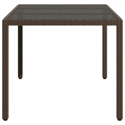 Havebord med glasplade Brun 150x90x75 cm Polyrattan