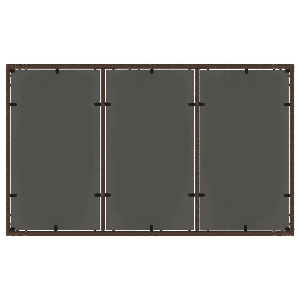 Havebord med glasplade Brun 150x90x75 cm Polyrattan