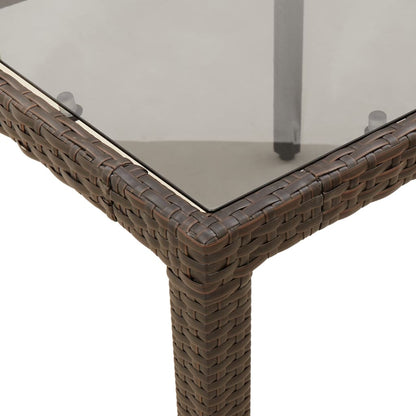 Havebord med glasplade Brun 150x90x75 cm Polyrattan