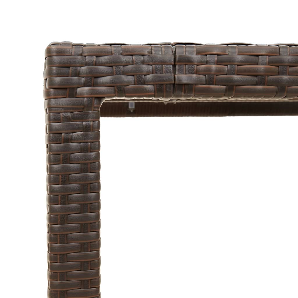 Havebord med glasplade Brun 150x90x75 cm Polyrattan