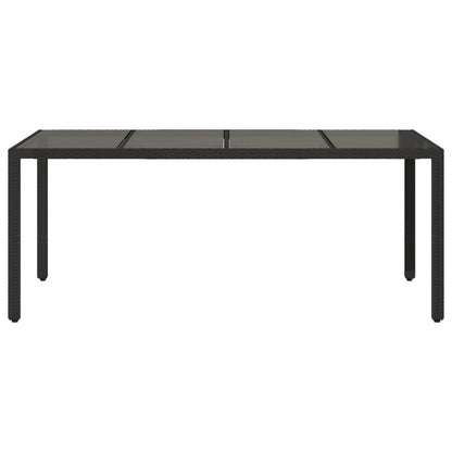 Havebord med glasplade Sort 190x90x75 cm Polyrattan
