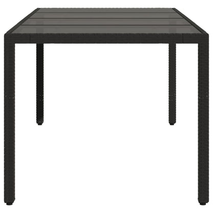 Havebord med glasplade Sort 190x90x75 cm Polyrattan
