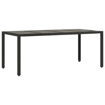 Havebord med glasplade Sort 190x90x75 cm Polyrattan
