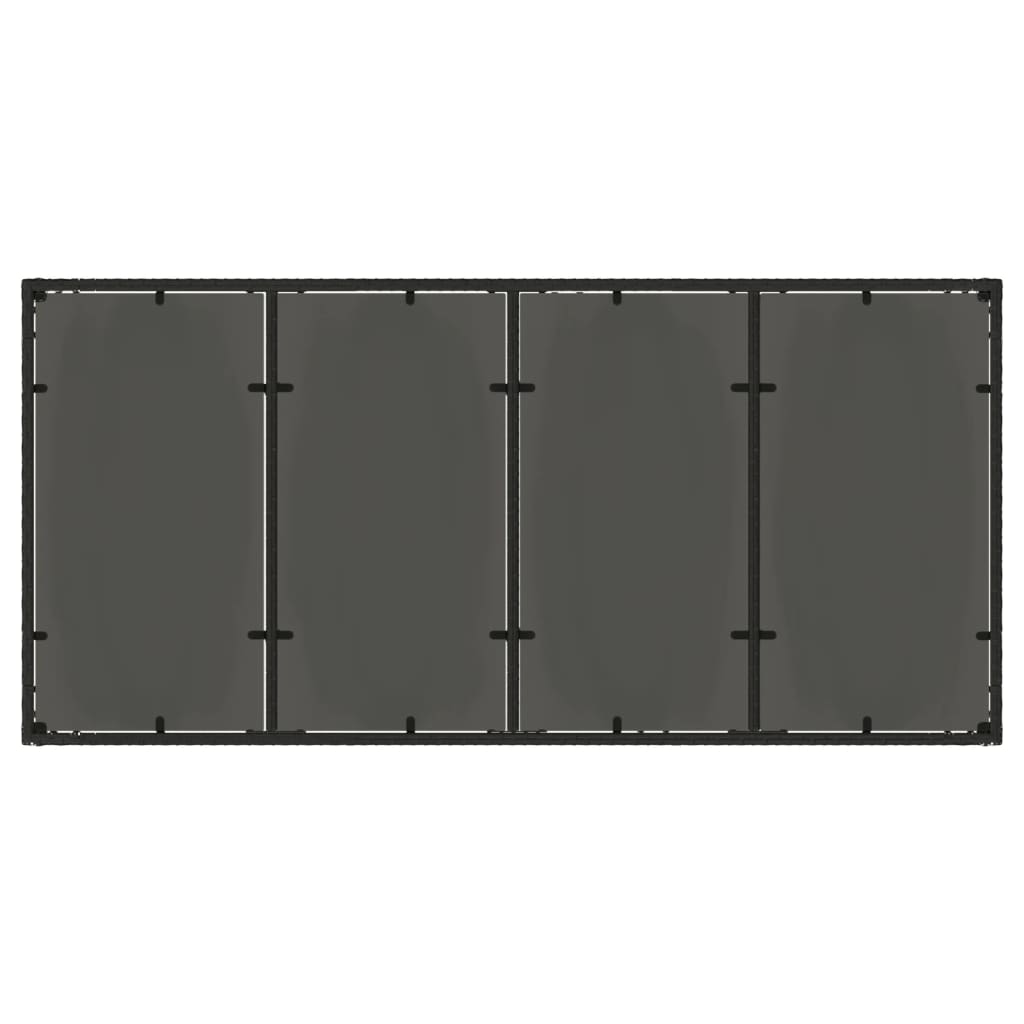 Havebord med glasplade Sort 190x90x75 cm Polyrattan