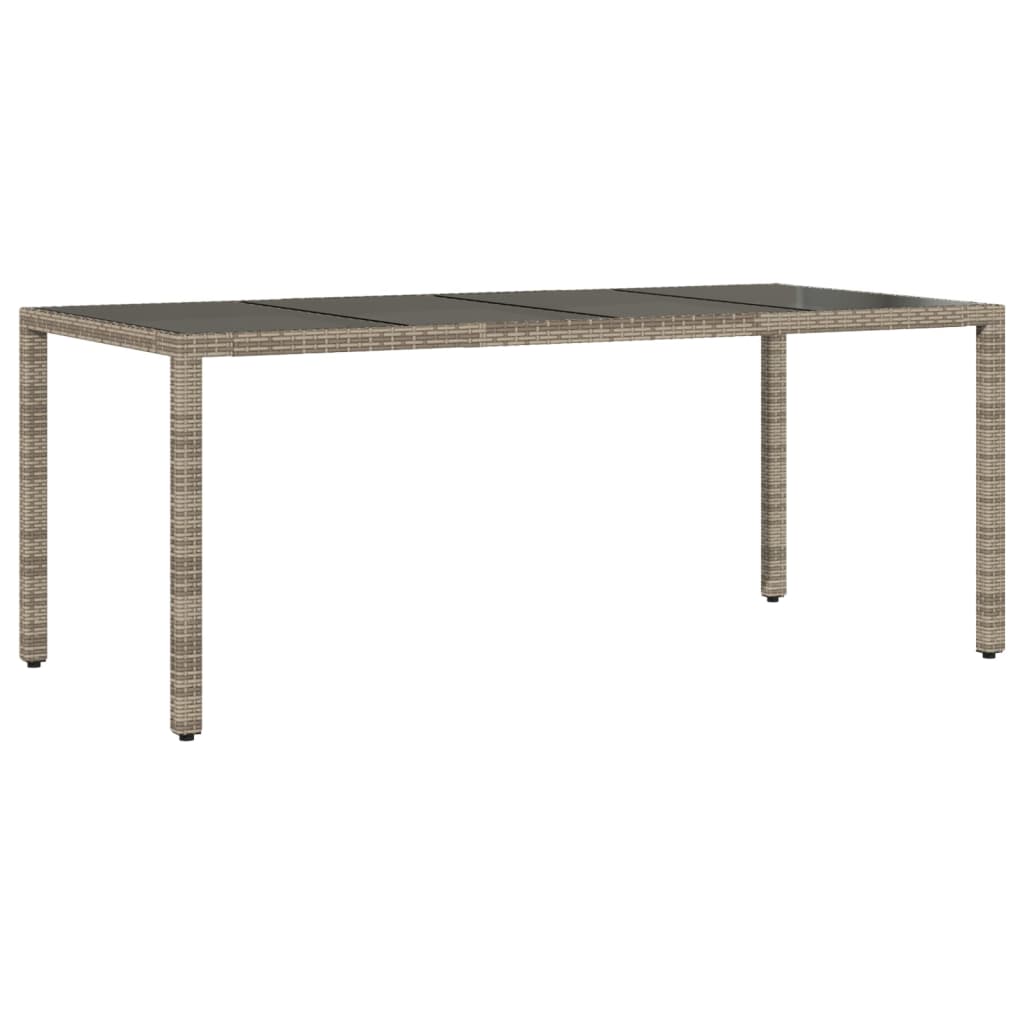 Havebord med glasplade Grå 190x90x75 cm Polyrattan