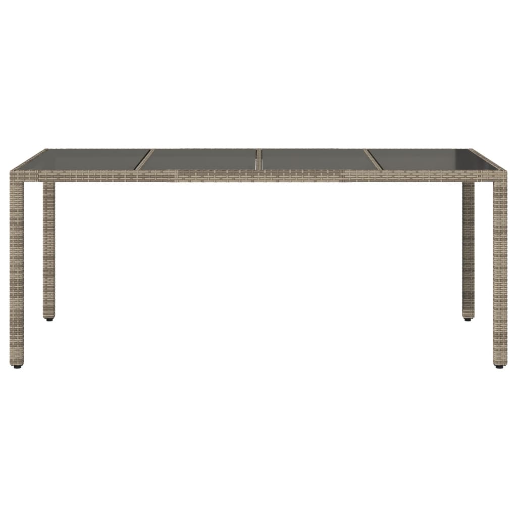 Havebord med glasplade Grå 190x90x75 cm Polyrattan