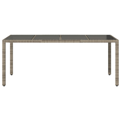 Havebord med glasplade Grå 190x90x75 cm Polyrattan
