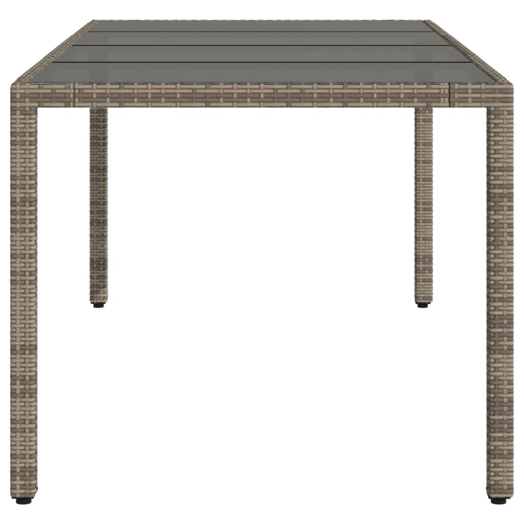 Havebord med glasplade Grå 190x90x75 cm Polyrattan