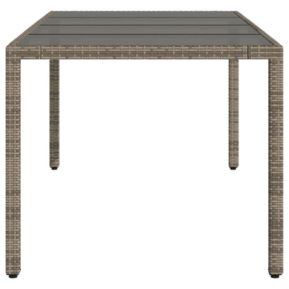 Havebord med glasplade Grå 190x90x75 cm Polyrattan