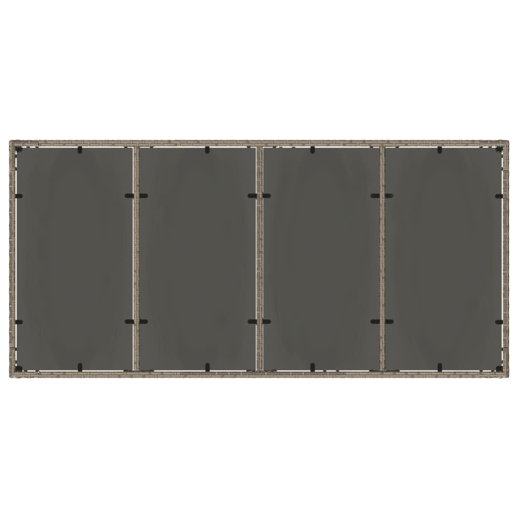 Havebord med glasplade Grå 190x90x75 cm Polyrattan