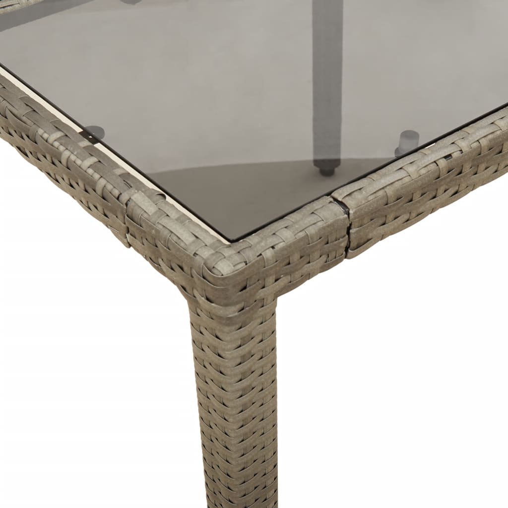 Havebord med glasplade Grå 190x90x75 cm Polyrattan
