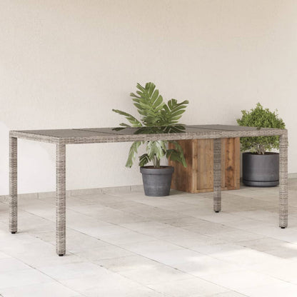 Havebord med glasplade Grå 190x90x75 cm Polyrattan