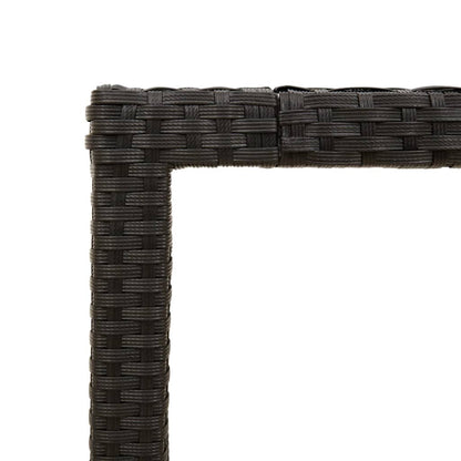 Havebord med plade af akacietræ Sort Poly Rattan