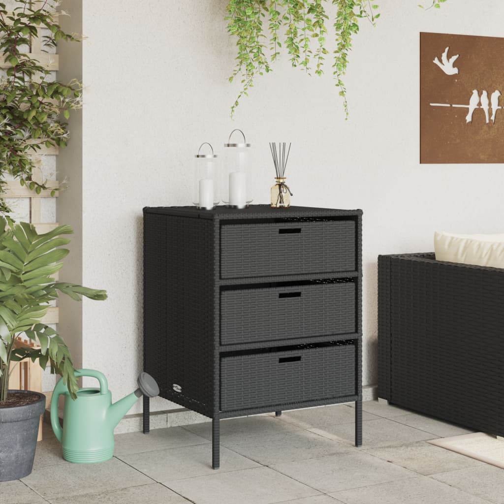 Gartenschrank Schwarz 55x59x80 cm Poly Rattan