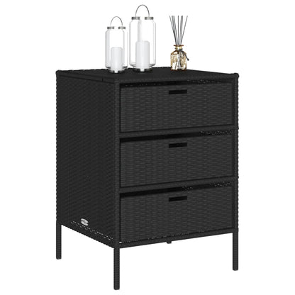 Gartenschrank Schwarz 55x59x80 cm Poly Rattan