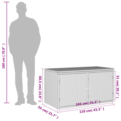 Gartenschrank Grau 110x55x60,5 cm Poly Rattan