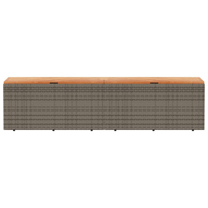 Gartentruhe Grau 220x50x54 cm Poly Rattan Akazienholz