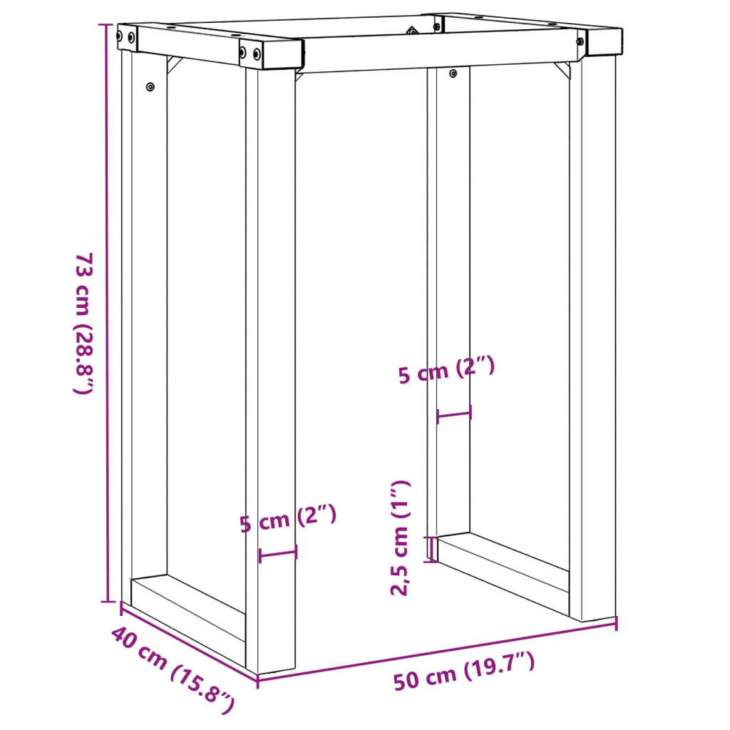 Esstisch-Gestell in O-Form 50x40x73 cm Stahl