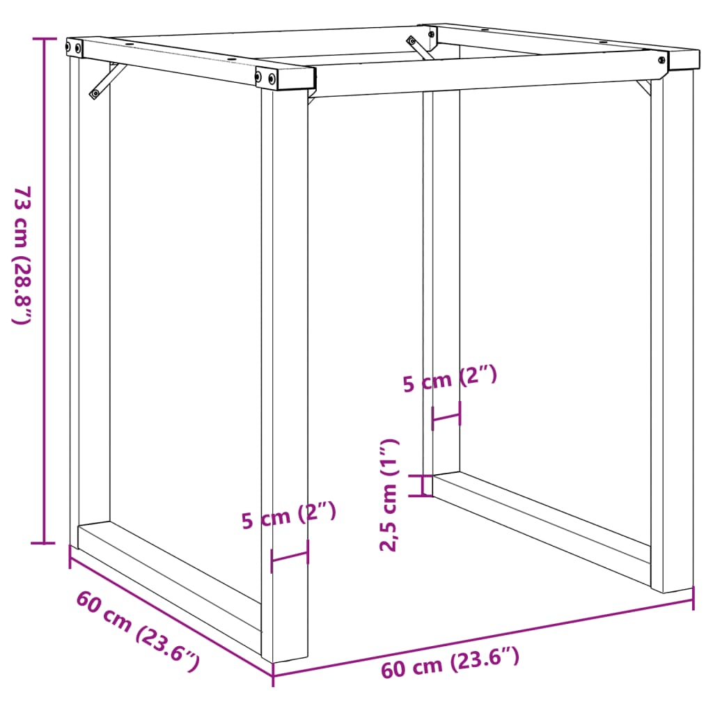 Esstisch-Gestell in O-Form 60x60x73 cm Stahl