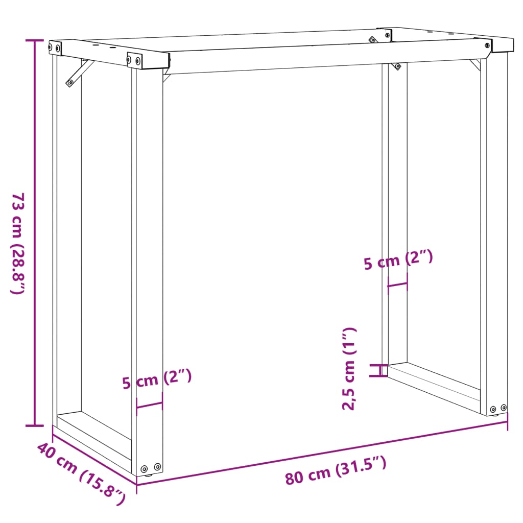 Esstisch-Gestell in O-Form 80x40x73 cm Stahl