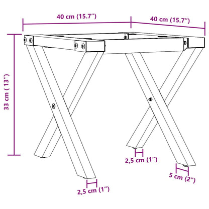 Couchtisch-Gestell in X-Form 40x40x33 cm Stahl