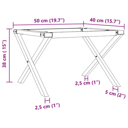 Couchtisch-Gestell in X-Form 50x40x38 cm Stahl