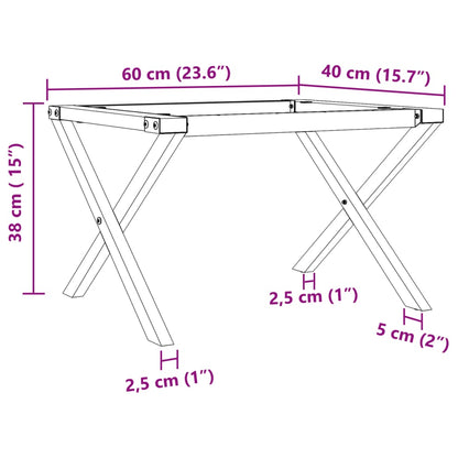 Couchtisch-Gestell in X-Form 60x40x38 cm Stahl