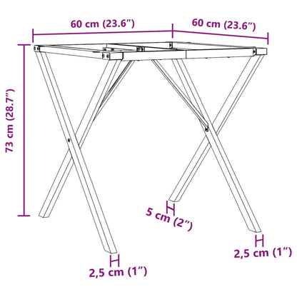 Esstisch-Gestell in X-Form 60x60x73 cm Stahl
