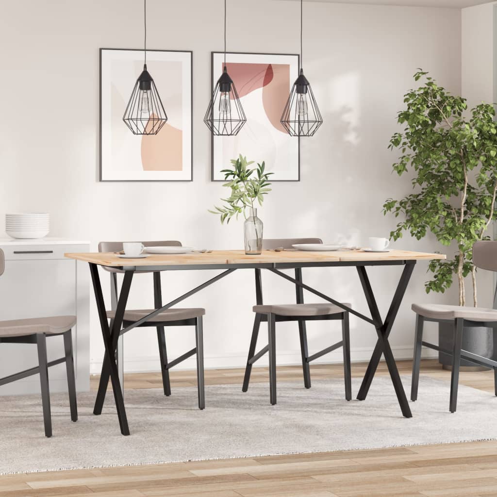 Spisebordsstel i X-form 120x60x73 cm støbejern