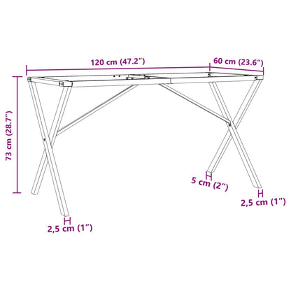 Spisebordsstel i X-form 120x60x73 cm støbejern