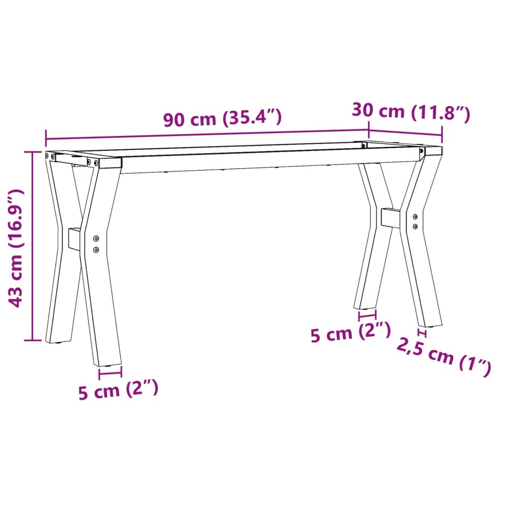 Couchtisch-Gestell in Y-Form 90x30x43 cm Stahl