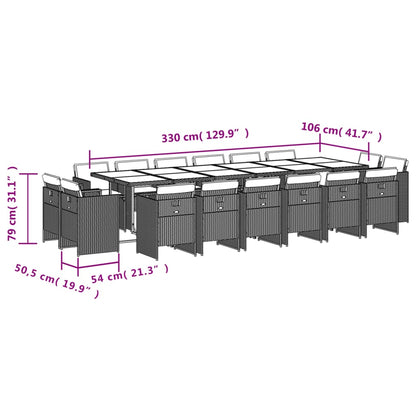 17-tlg. Garten-Essgruppe mit Kissen Beigemischung Poly Rattan
