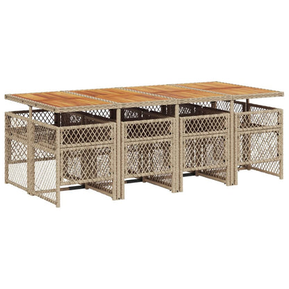 9-tlg. Garten-Essgruppe mit Kissen Beige Poly Rattan