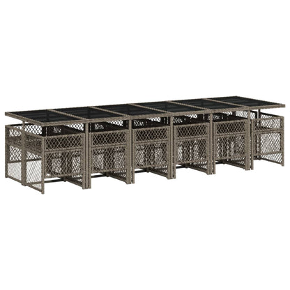 13-tlg. Garten-Essgruppe mit Kissen Grau Poly Rattan