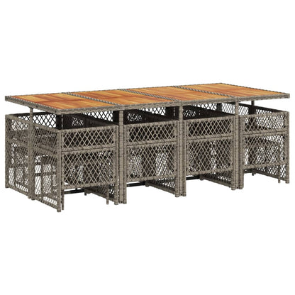 13-tlg. Garten-Essgruppe mit Kissen Grau Poly Rattan