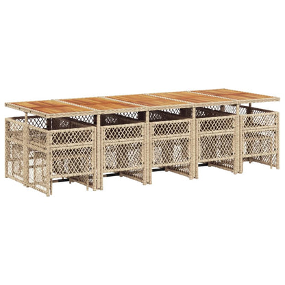 15-tlg. Garten-Essgruppe mit Kissen Beige Poly Rattan