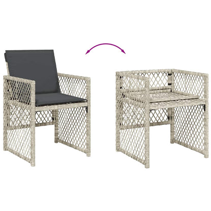 13-tlg. Garten-Essgruppe mit Kissen Hellgrau Poly Rattan
