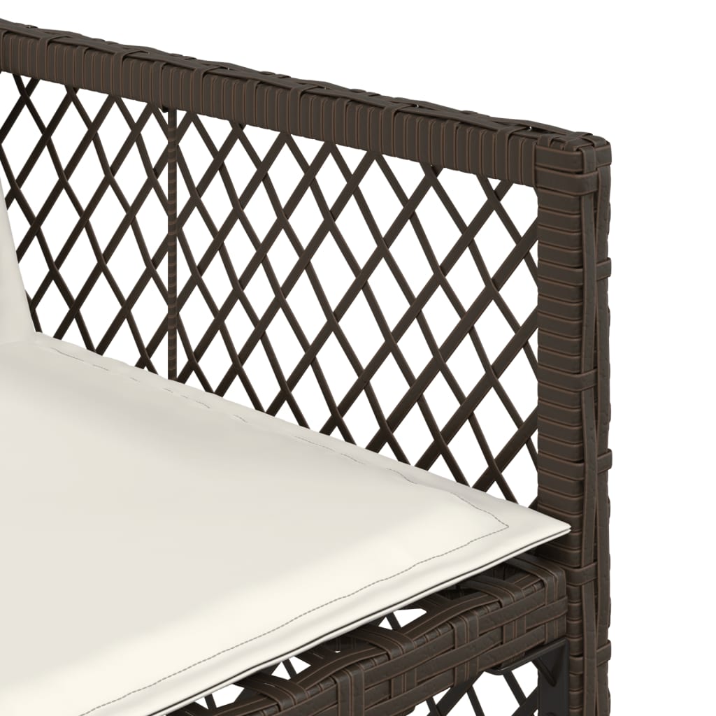 15-tlg. Garten-Essgruppe mit Kissen Braun Poly Rattan