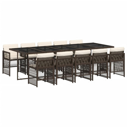 11-tlg. Garten-Essgruppe mit Kissen Braun Poly Rattan