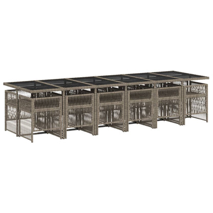 13-tlg. Garten-Essgruppe mit Kissen Grau Poly Rattan