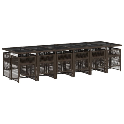13-tlg. Garten-Essgruppe mit Kissen Braun Poly Rattan