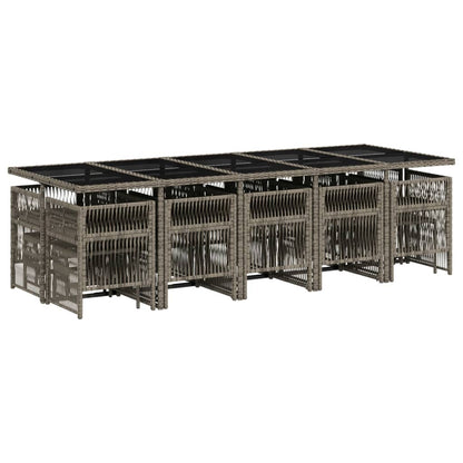 15-tlg. Garten-Essgruppe mit Kissen Grau Poly Rattan
