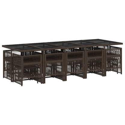 15-tlg. Garten-Essgruppe mit Kissen Braun Poly Rattan